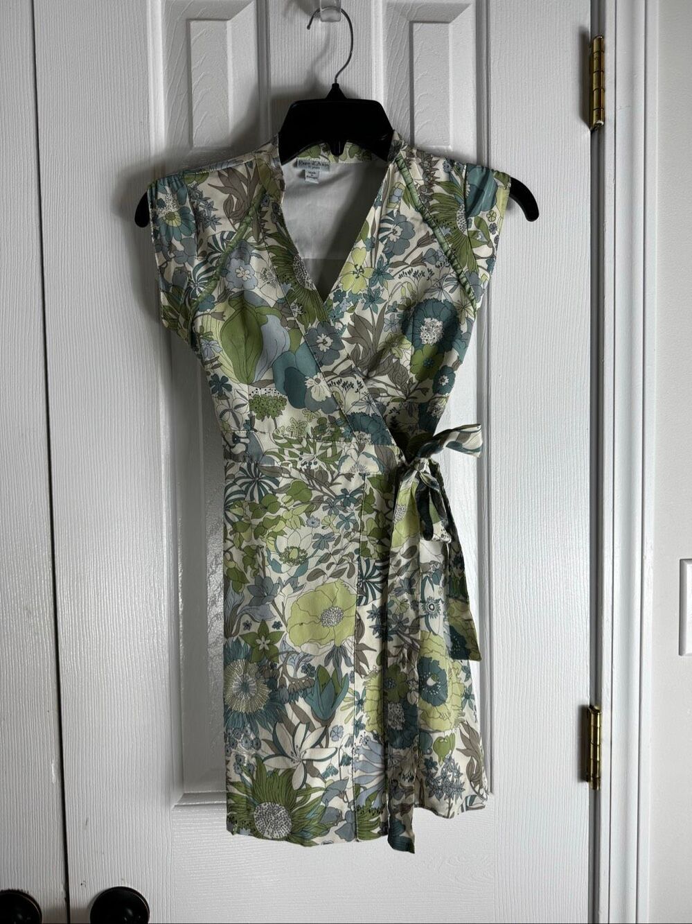 Papo D’Anjo Girls Wrap Green Floral Dress Size 10 Years